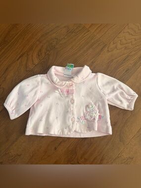 Vintage McBaby Infant Cardigan Preemie Pink Floral Bear Bows Collard